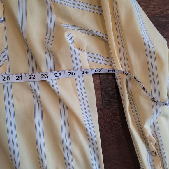 Saddle King Shirt Mens 3XL Tall Pearl Snap Yellow Stripe 19.5 USA Vintage - Picture 11 of 13